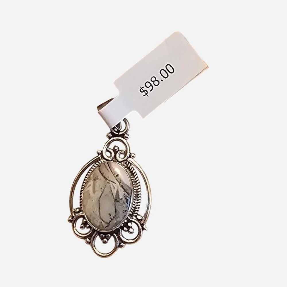 Beautiful Sterling Silver Pendant with Natural Maligano Jasper